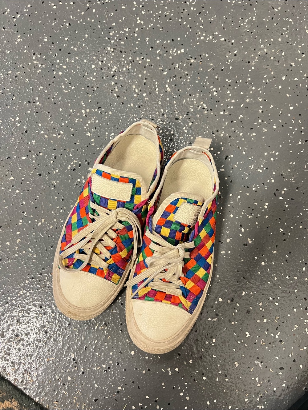 Multicolor Woven Canvas Women's Sneakers - Cream Trim